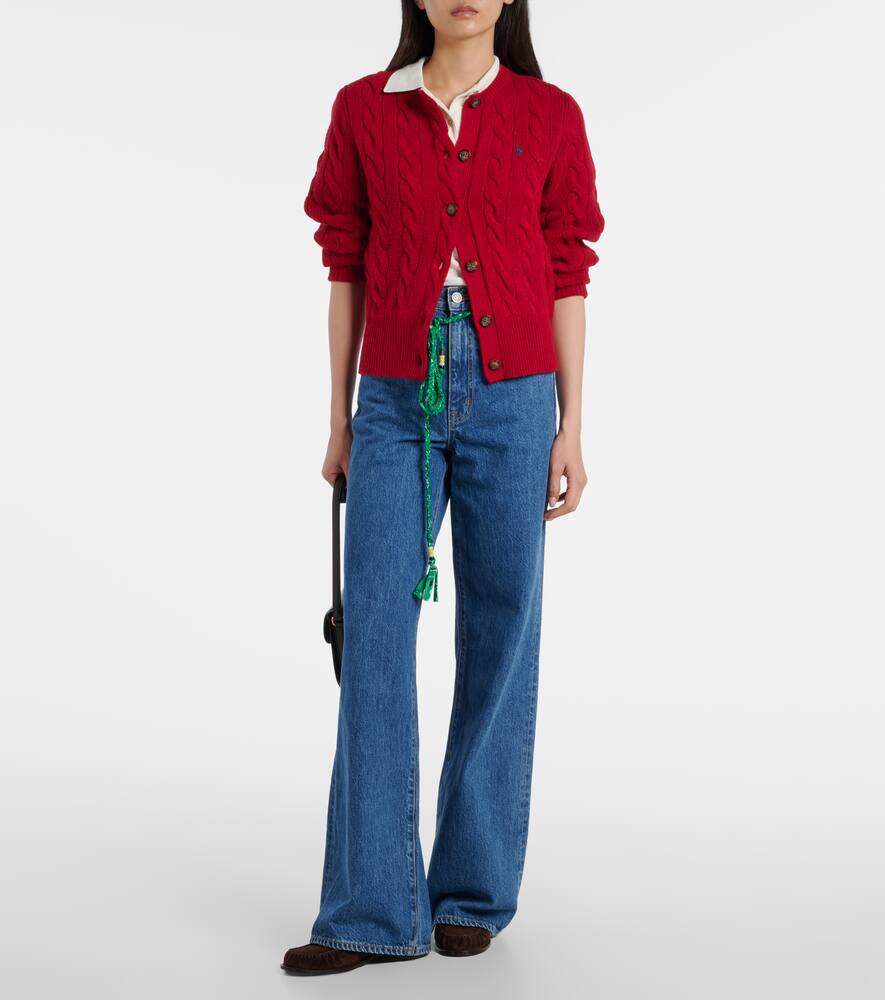 Кардиган из шерсти и кашемира с узором «косичка» Polo Ralph Lauren, Fireside Red — фото 2