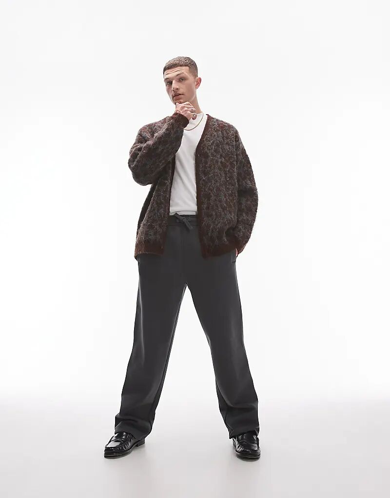

Премиальные тяжелые прямые джоггеры в угольном цвете Topman