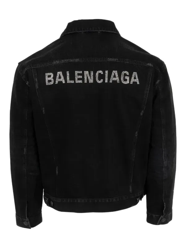 Джинсовая куртка с аппликацией логотипа Balenciaga, синий — фото 2