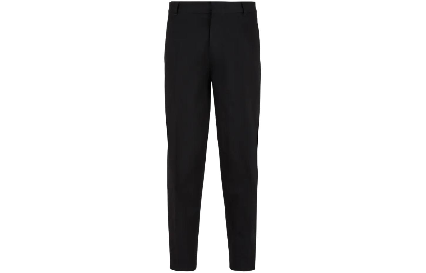 

Хлопковые брюки из твила с защипами EMPORIO ARMANI, черный