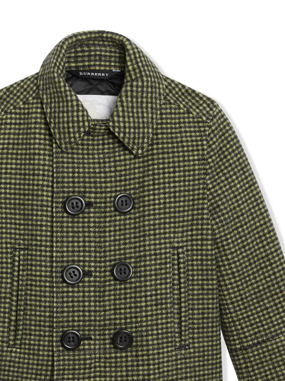 Пальто в клетку Burberry Kids, зеленый — фото 3