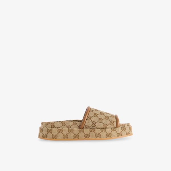 Босоножки Gucci Clarice на платформе, бежевый