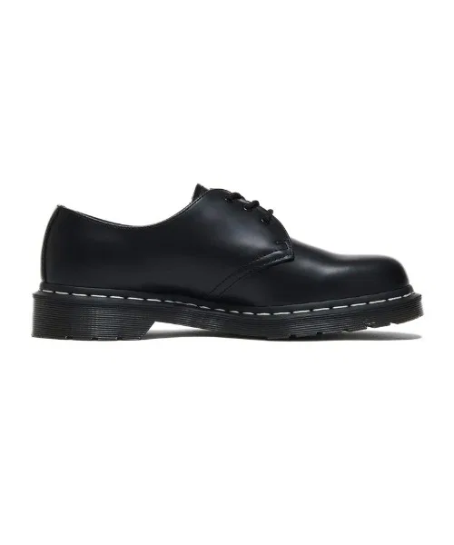 Унисекс туфли Dr. Martens 1461 с белой строчкой чёрные — фото 4
