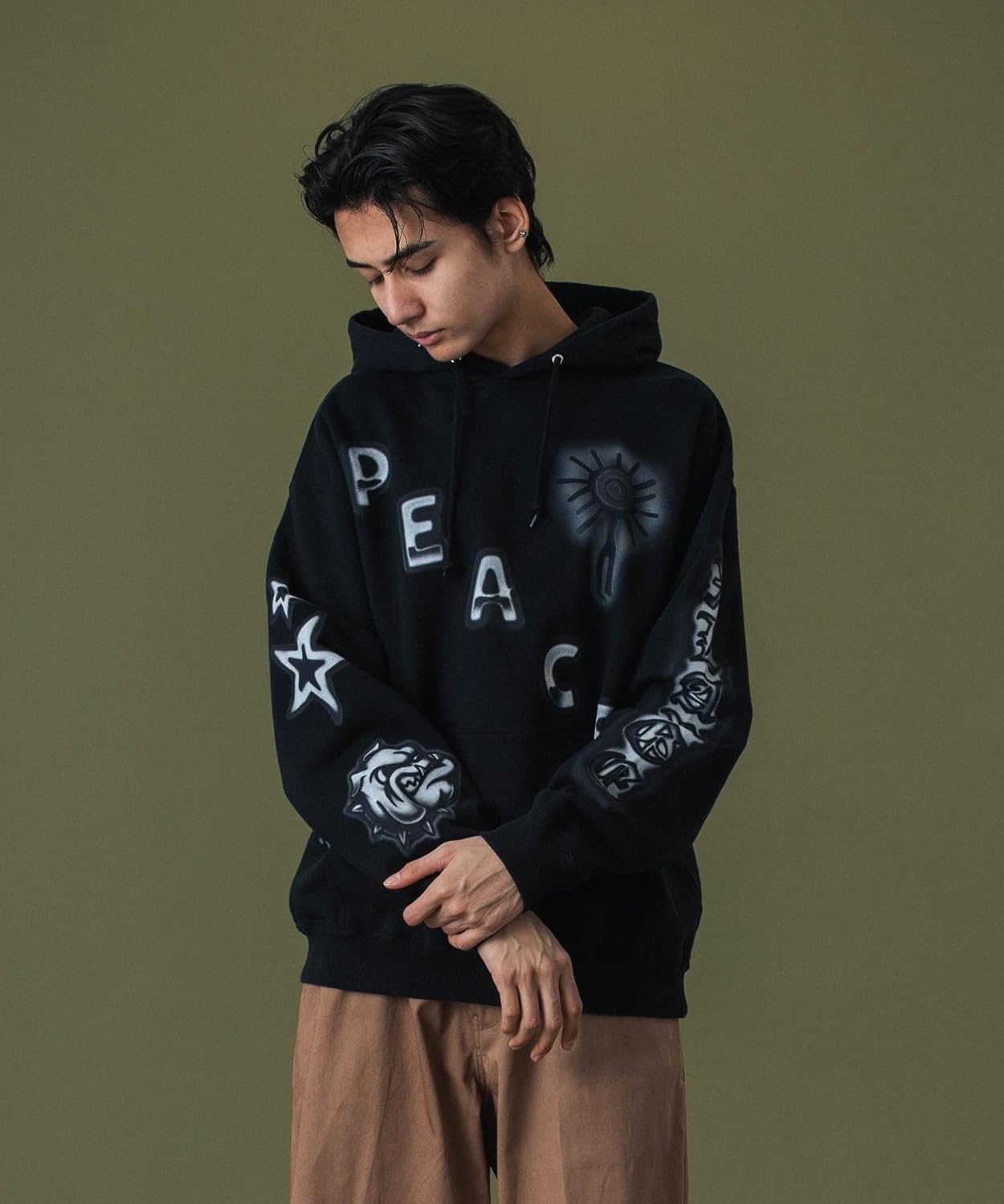 

Толстовка с капюшоном XLARGE AIRBRUSH для мужчин, черный