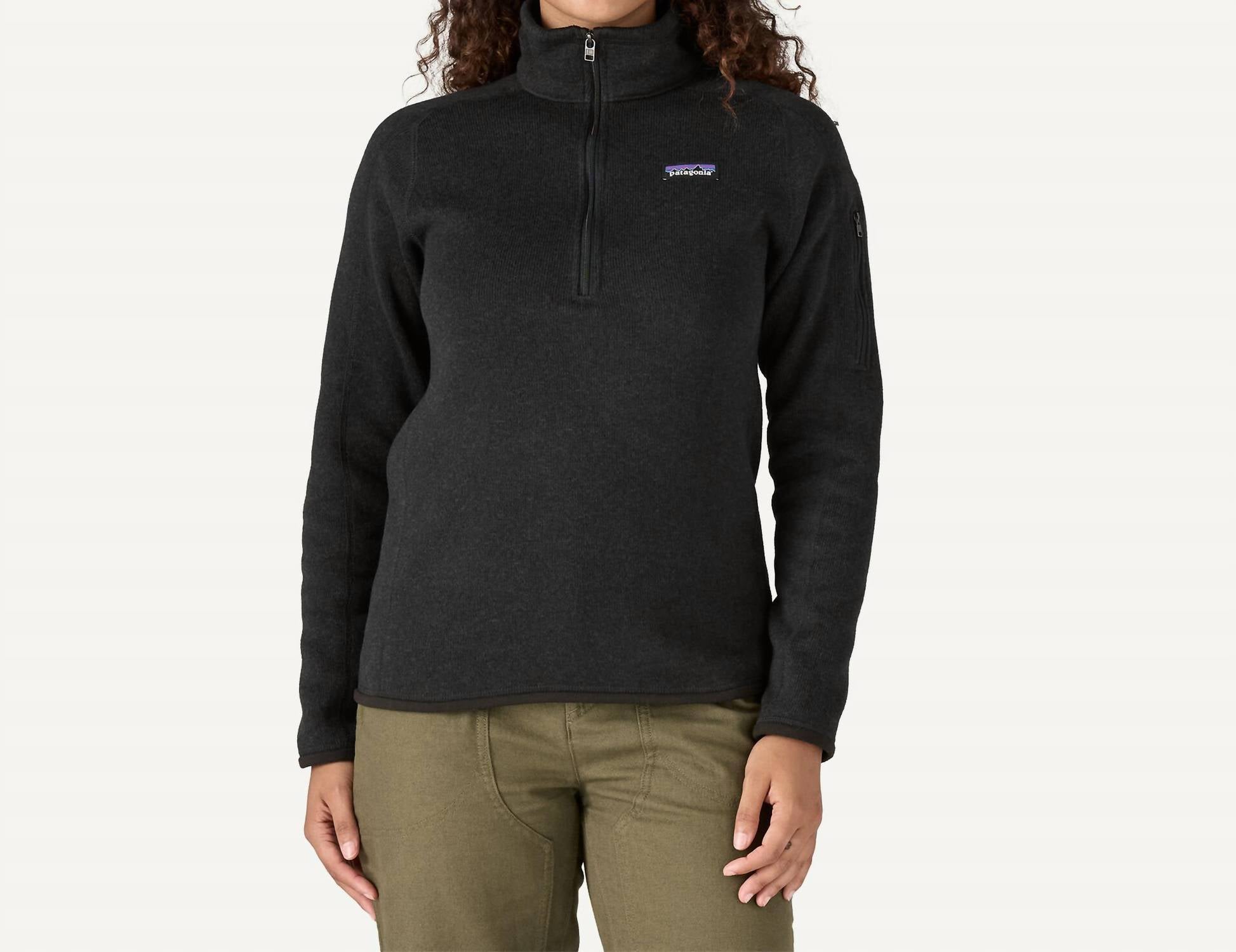

Женский свитер с молнией 1/4 черного цвета Patagonia