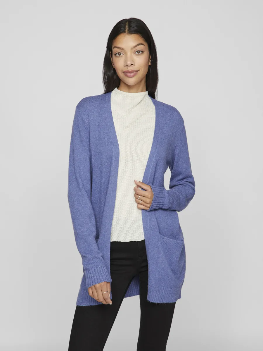 

Кардиган Vila "VIRIL OPEN ТРИКОТАЖНЫЙ КАРДИГАН L/S - NOOS", цвет Bijou Blue Detail:Dark Melange