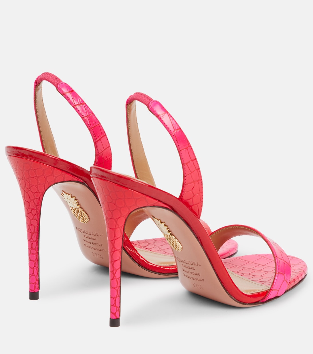 Сандалии из кожи с крокодиловым эффектом So Nude 105 Aquazzura, Pink Degradé — фото 3