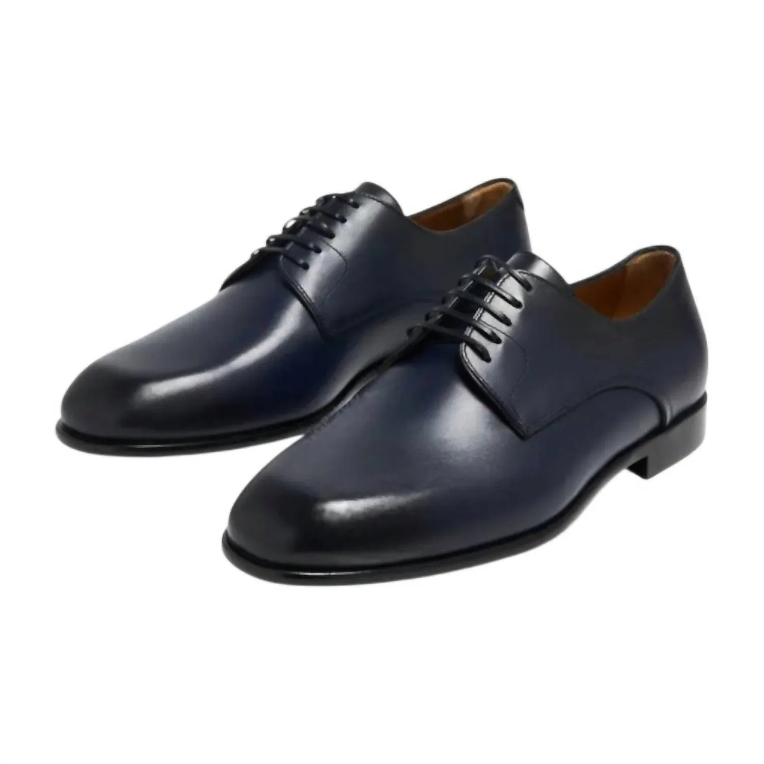 Salvatore Ferragamo Мужские кожаные туфли-дерби Fosco на шнуровке, синего цвета — фото 2