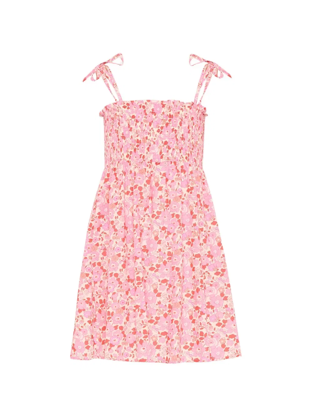 Платье с цветочным принтом и сборками Pesciolino Rosso Kids, розовый