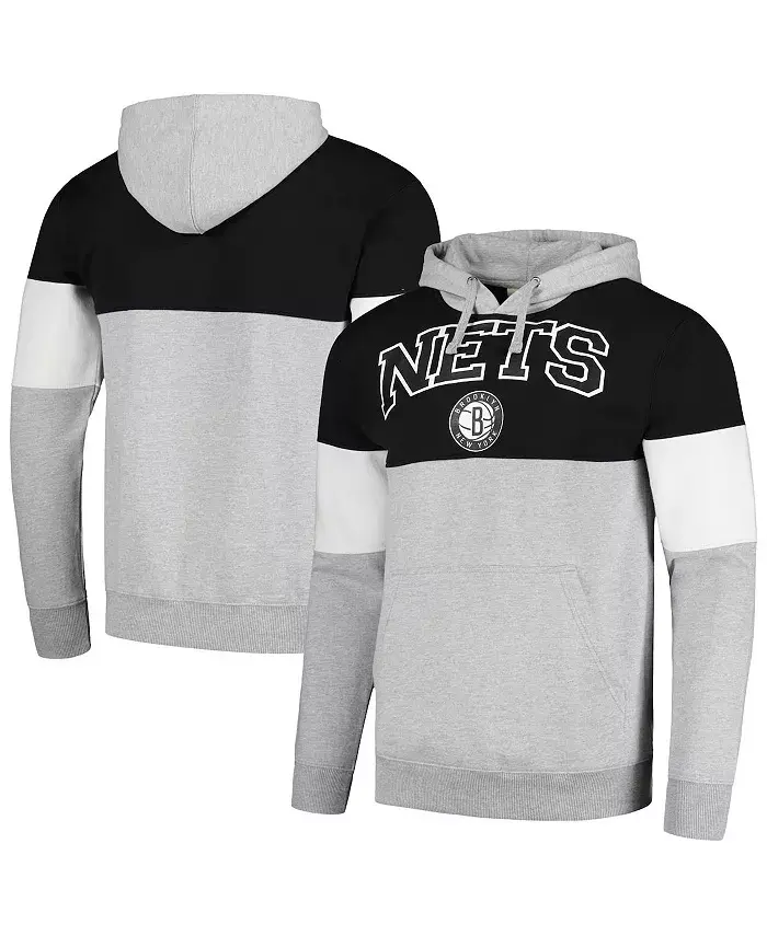 

Мужская черная толстовка с капюшоном Brooklyn Nets с контрастными вставками Fanatics