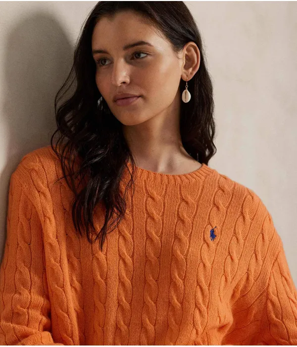 Шерстяной свитер Loose fit Polo Ralph Lauren, оранжевый — фото 4