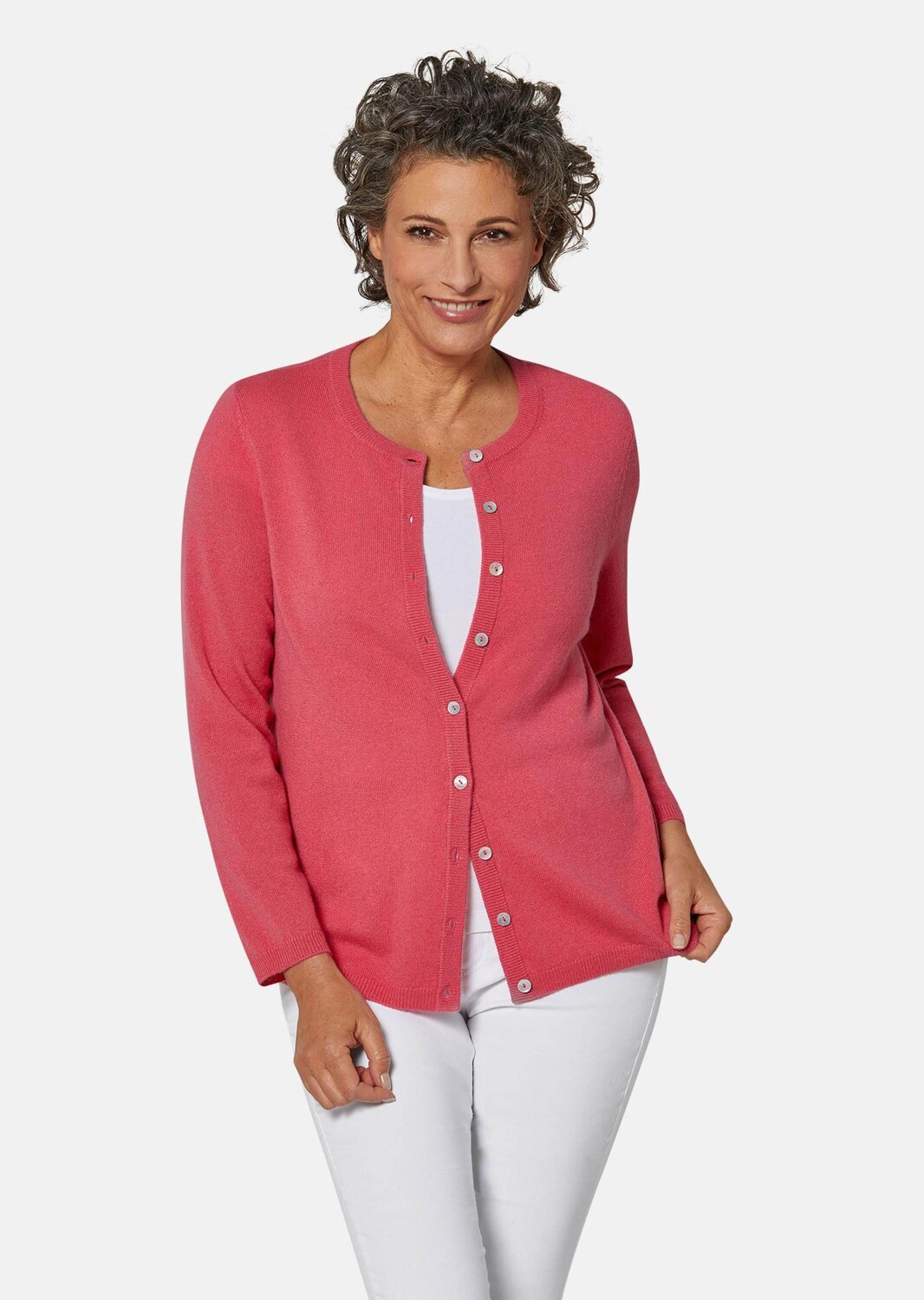 

Кардиган GOLDNER Kaschmirstrickjacke mit Rundhalsausschnitt, коралловый
