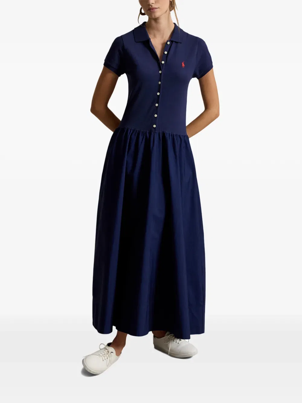 Хлопковое платье на пуговицах Polo Ralph Lauren, синий — фото 2