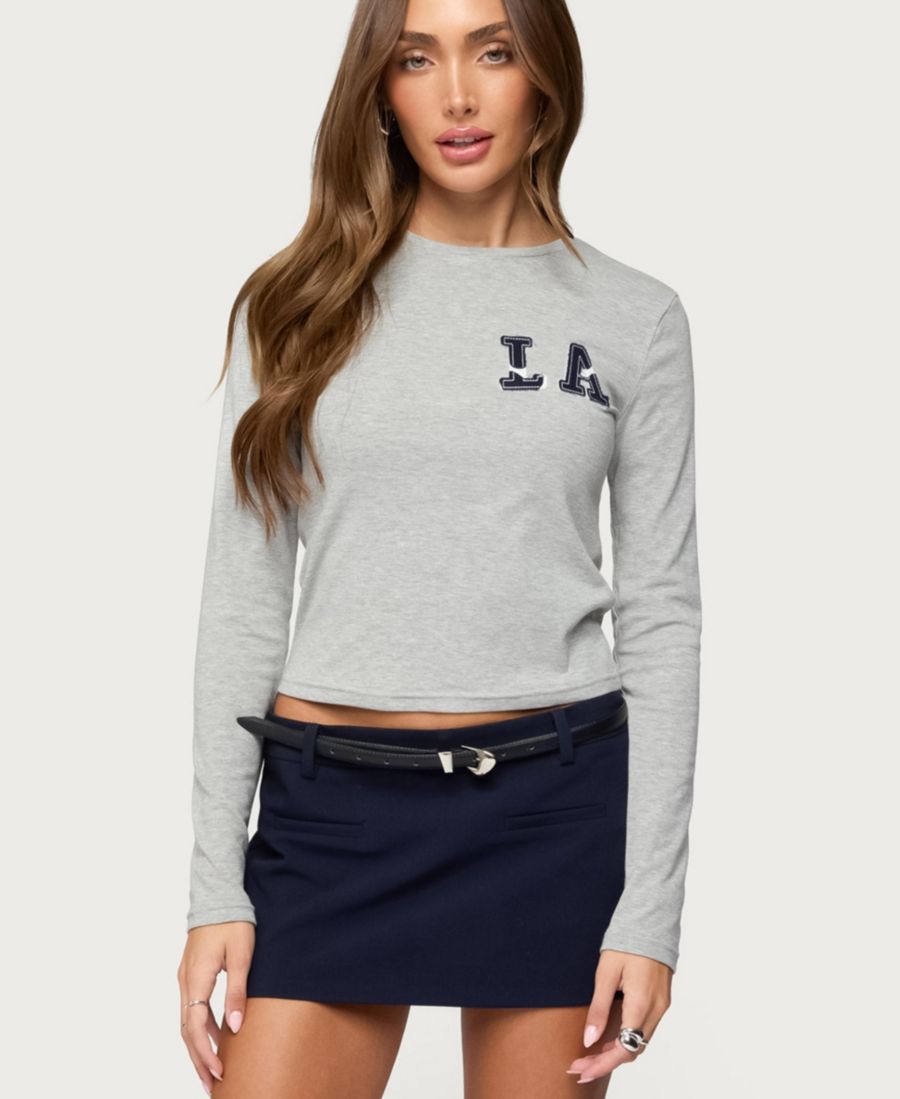 

Женская футболка с длинным рукавом La Girl Edikted, Gray-melange