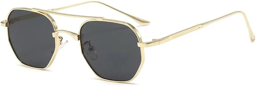 

Мужские солнцезащитные очки в стиле ретро с металлическим блеском, градиентные линзы, защита от УФ-излучения UV400, женские солнцезащитные очки TOIPASTN, Golden Gray