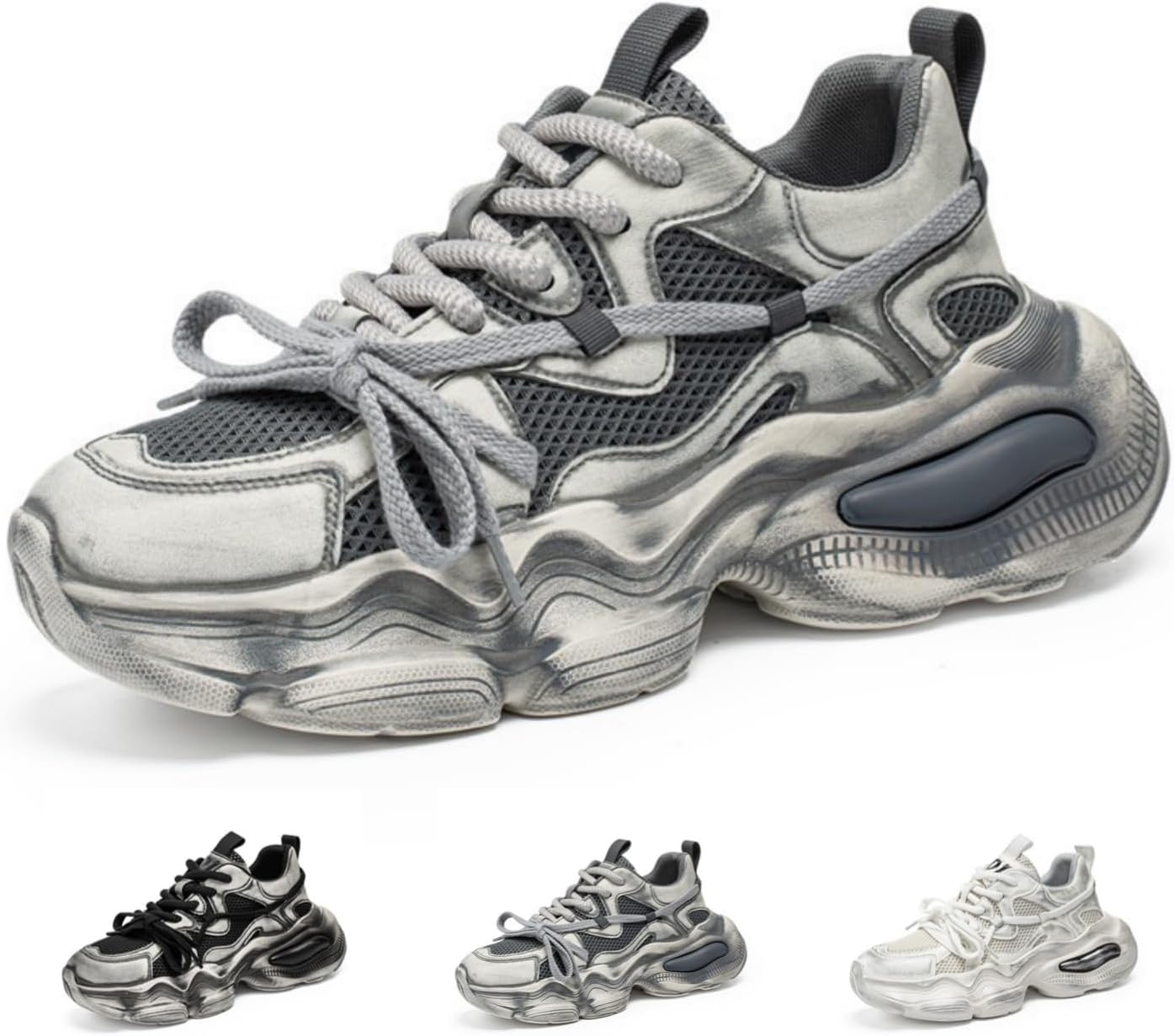 

Мужские кроссовки в ретро-стиле «папа» 1.96 с массивной платформой, модные, дышащие, удобные, для прогулок и стритвира Macefil, серый