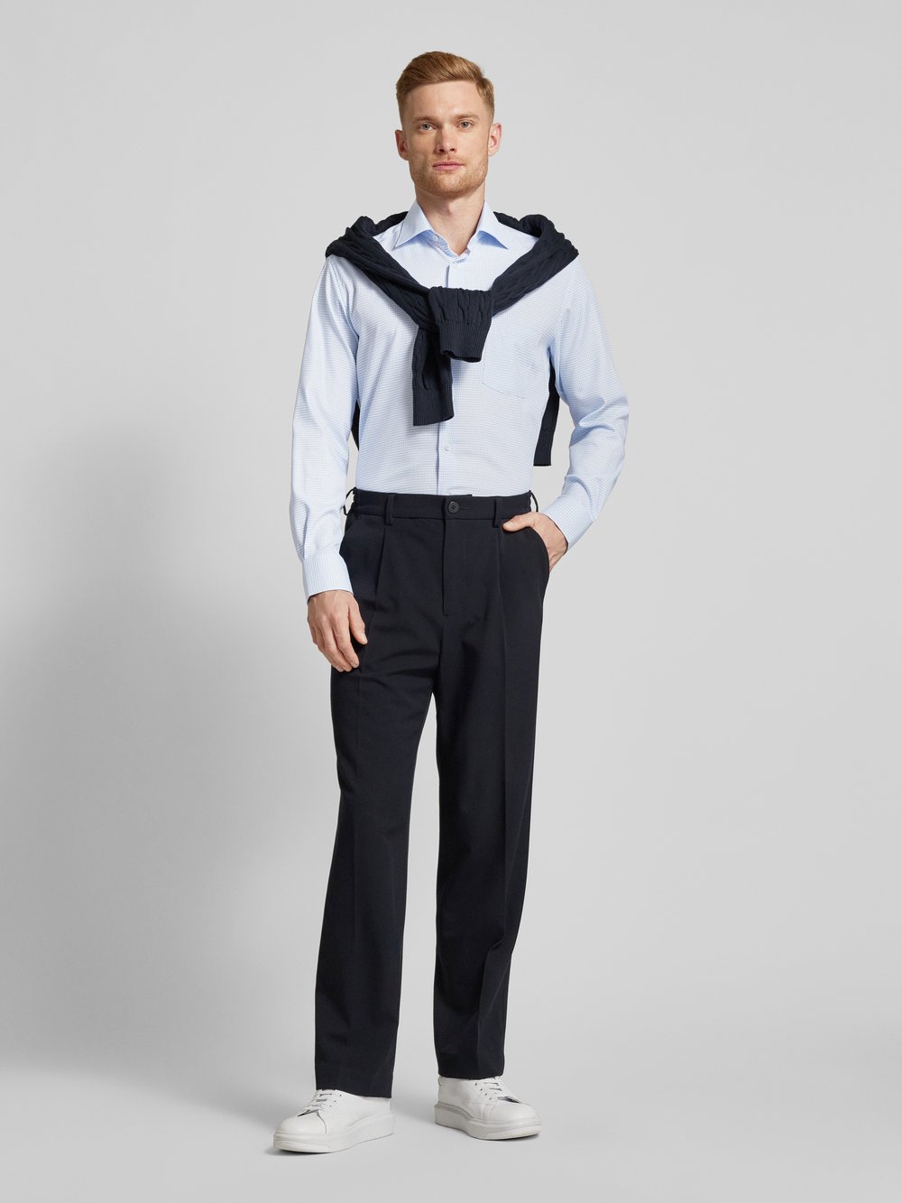 

Рубашка делового покроя Modern Fit с нагрудным карманом ETERNA, синий