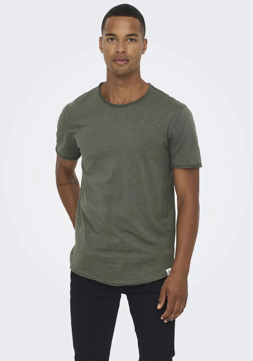 

Рубашка ONLY & SONS с круглым вырезом "ONSBENNE LONGY SS TEE NF 7822 NOOS", цвет Castor Gray