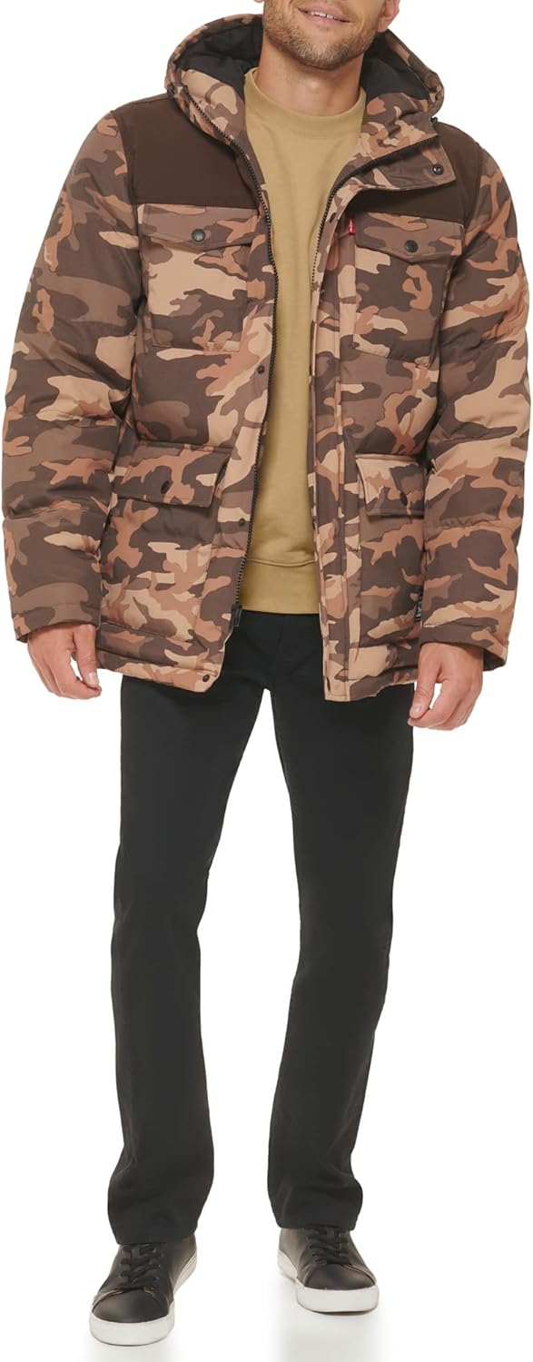 Стеганая парка Levi's для мужчин Arctic Cloth, Khaki Camo Colorblock — фото 3