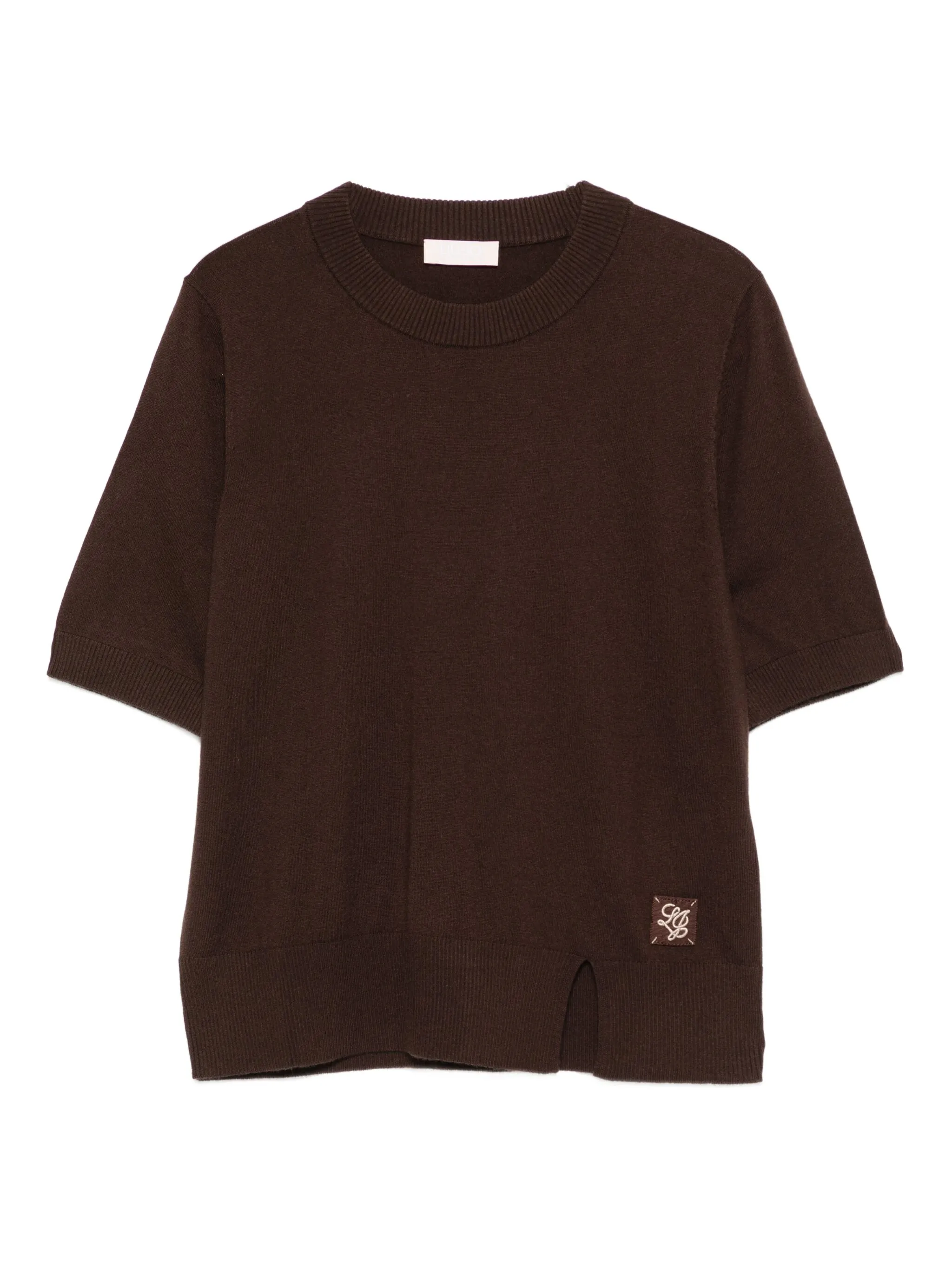 

Трикотажный топ с нашивкой-логотипом Liu Jo, коричневый