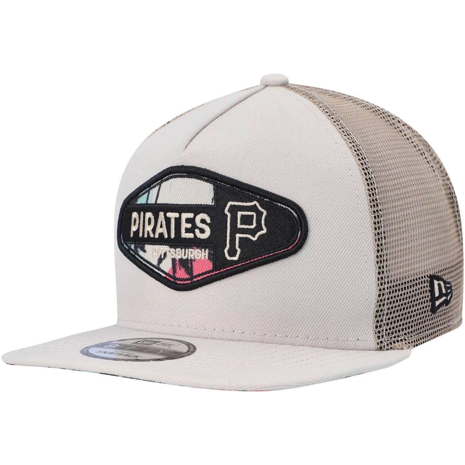 

Мужская кепка New Era Natural Pittsburgh Pirates в стиле ретро с пляжной нашивкой в ​​форме буквы A-Frame Trucker 9FIFTY Snapback Hat