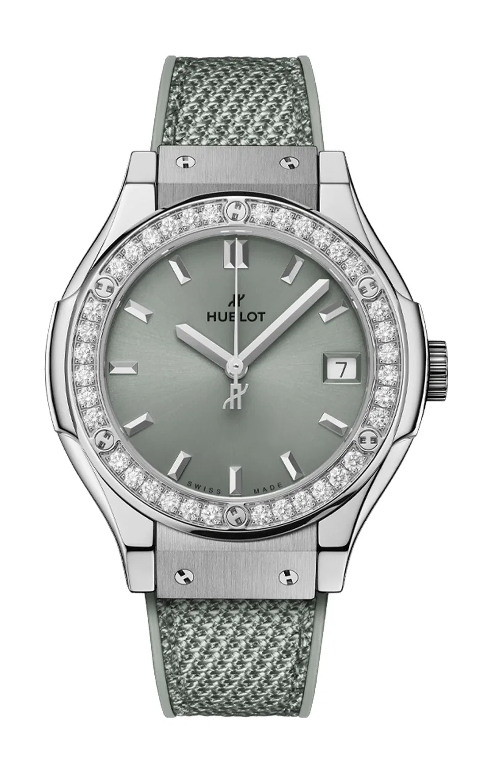 Классик Фьюжн Титан Салатовый с Бриллиантами 33 мм - 581.NX.891G.NR.1104 HUBLOT, золотой
