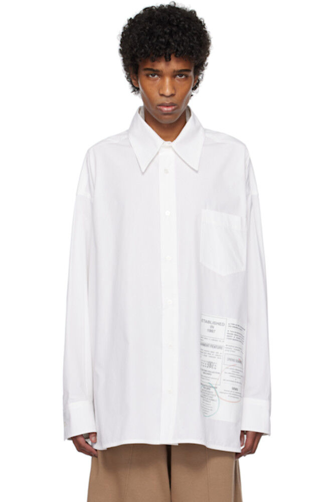 

Белая рубашка с газетным принтом MM6 Maison Margiela