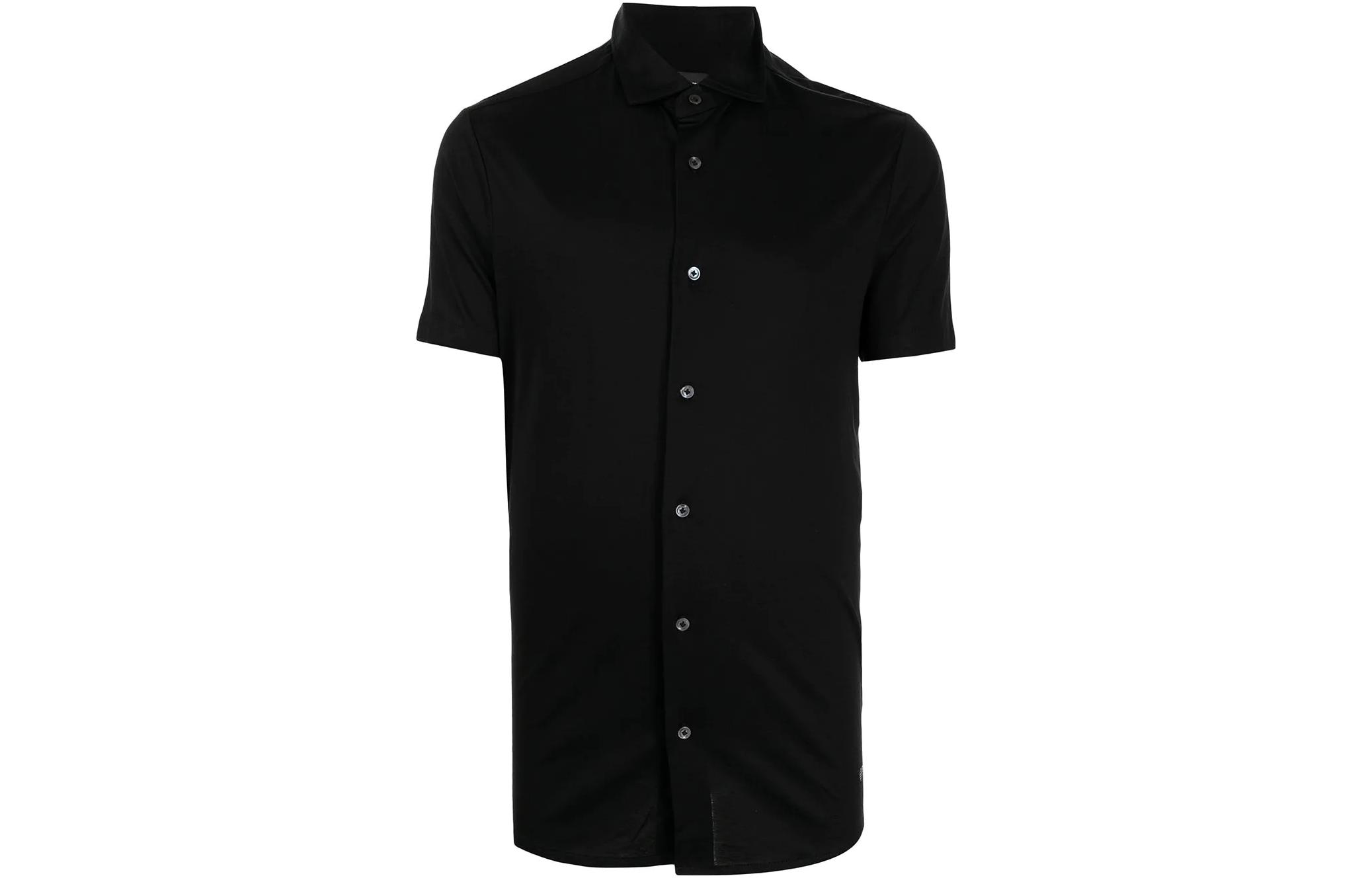 

Рубашка с пуговицами и фигурным подолом EMPORIO ARMANI, черный