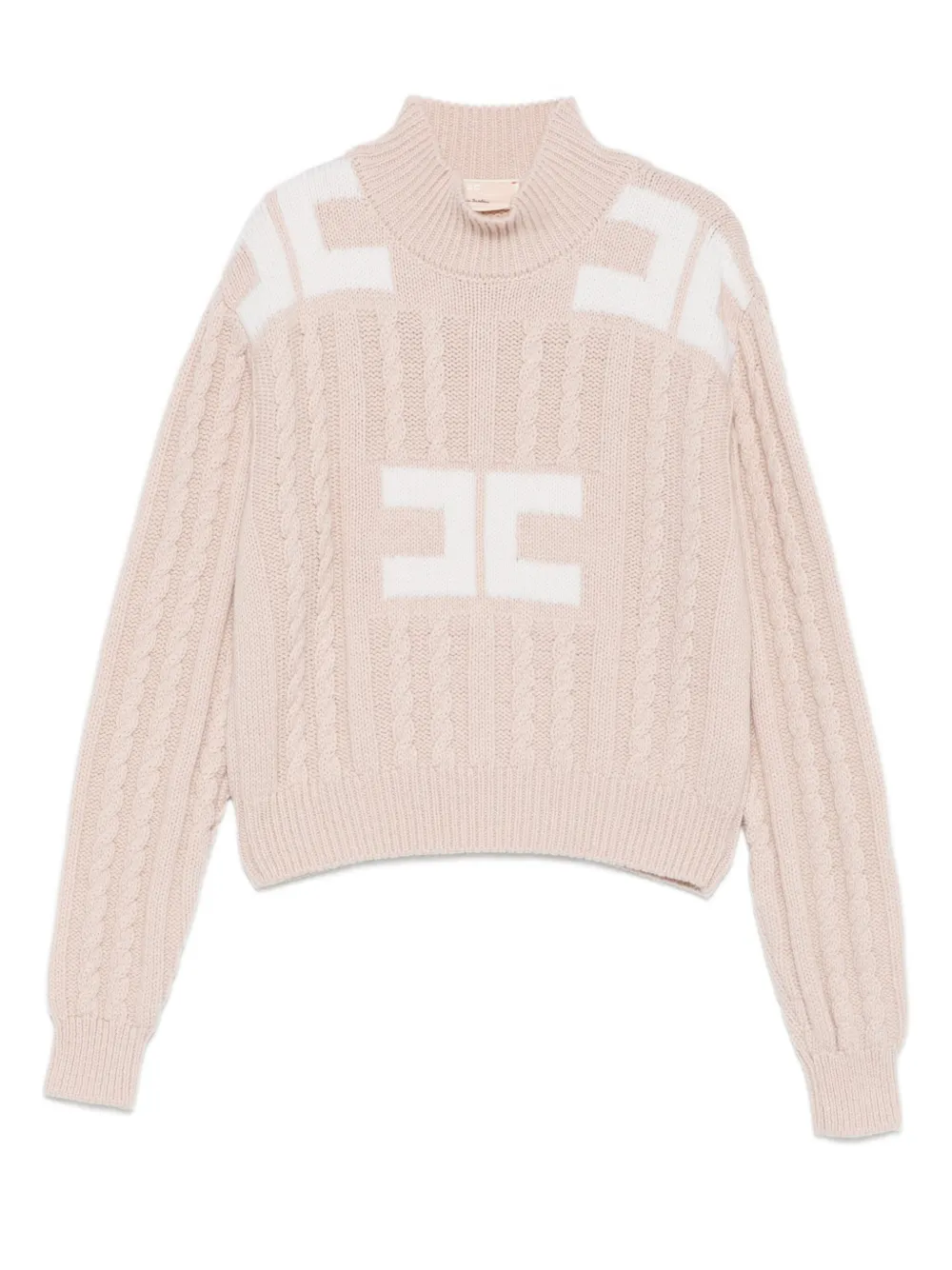 

Свитер фактурной вязки с логотипом Elisabetta Franchi La Mia Bambina, розовый