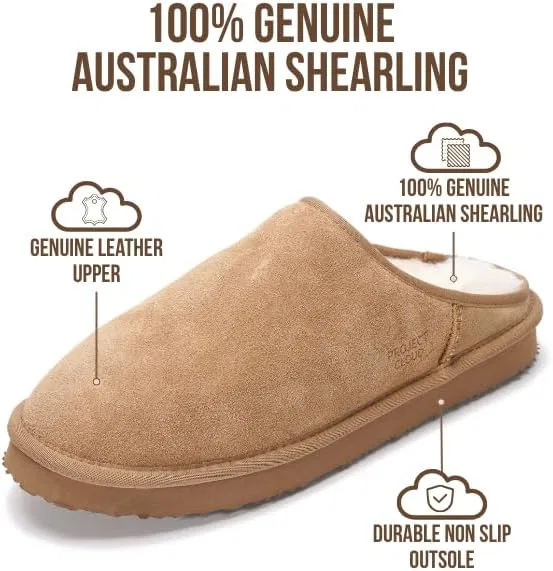 Мужские мюли из натуральной кожи и овчины, Chestnut Suede Project Cloud — фото 4
