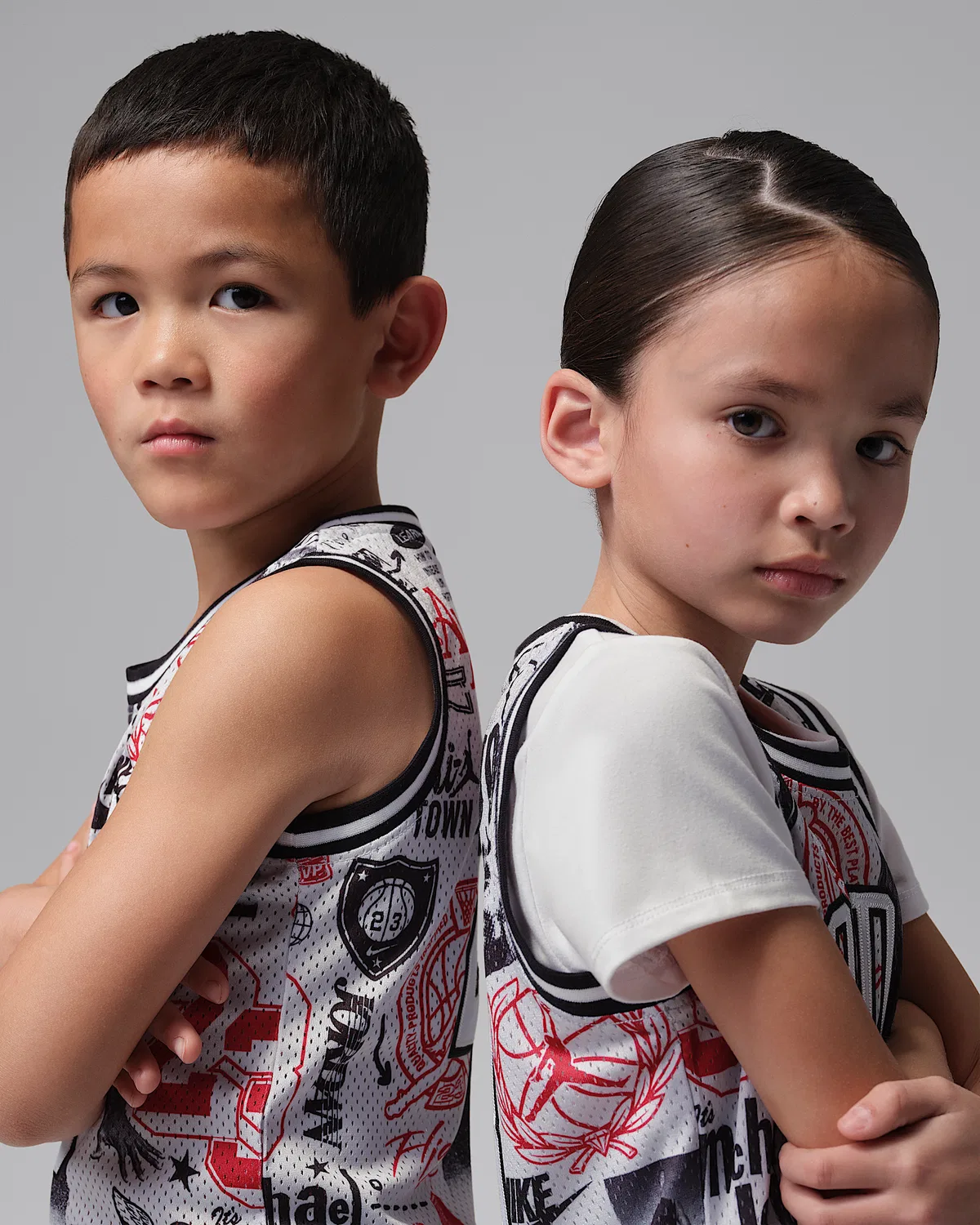 Детская майка Jordan Little Kids' Printed 23 Jersey, Neutral Grey — фото 3