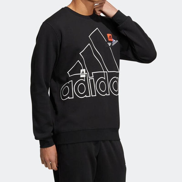 Толстовка Men's adidas Mh Bp3 Crew Athleisure Casual Sports Logo Round Neck Autumn Black, черный — фото 4