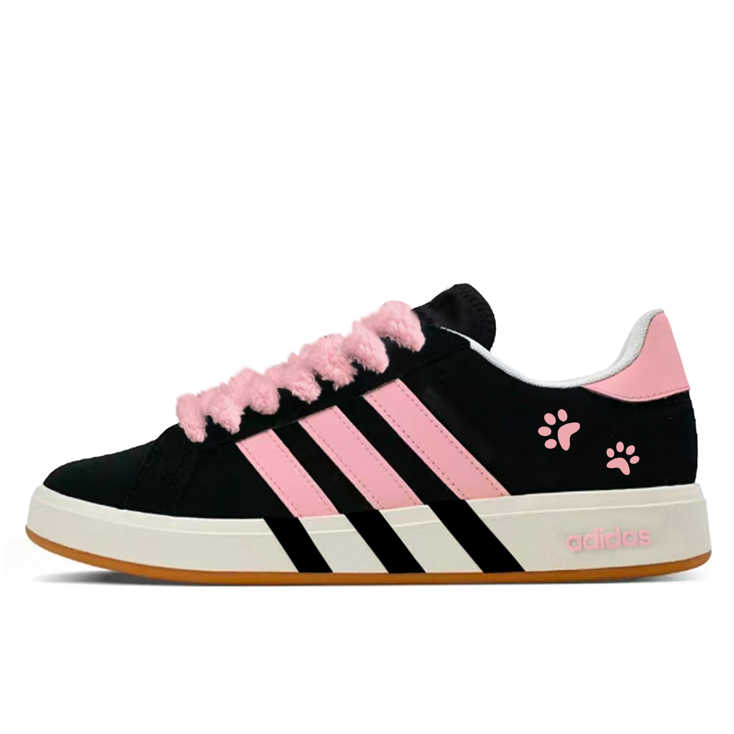 

Adidas Grand Court Base 00s Velvet Pink Cat Synthetic Leather, Split Cow Leather Abrasion Resistant Low top