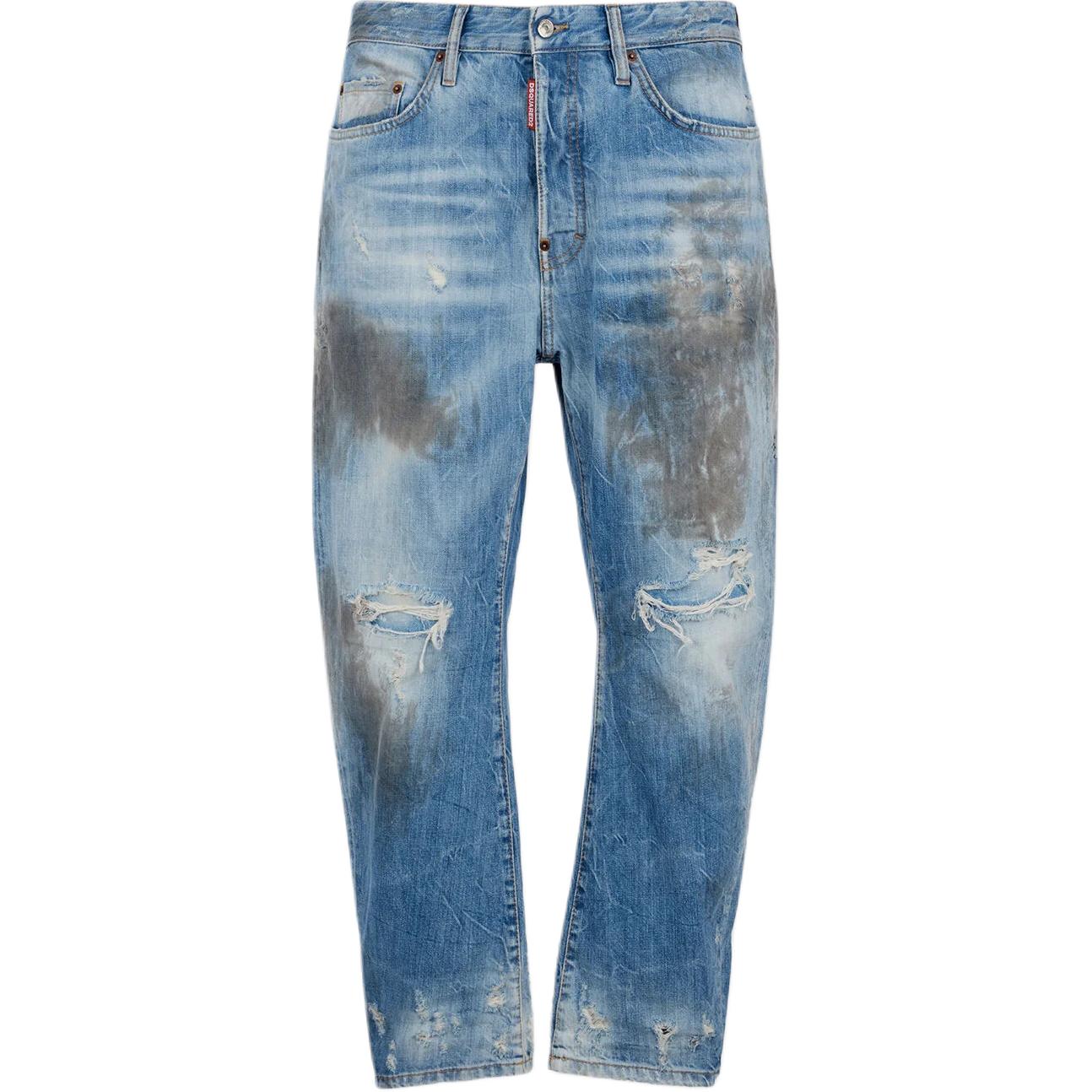 

Грязные светлые рваные брюки DSQUARED 2, синий