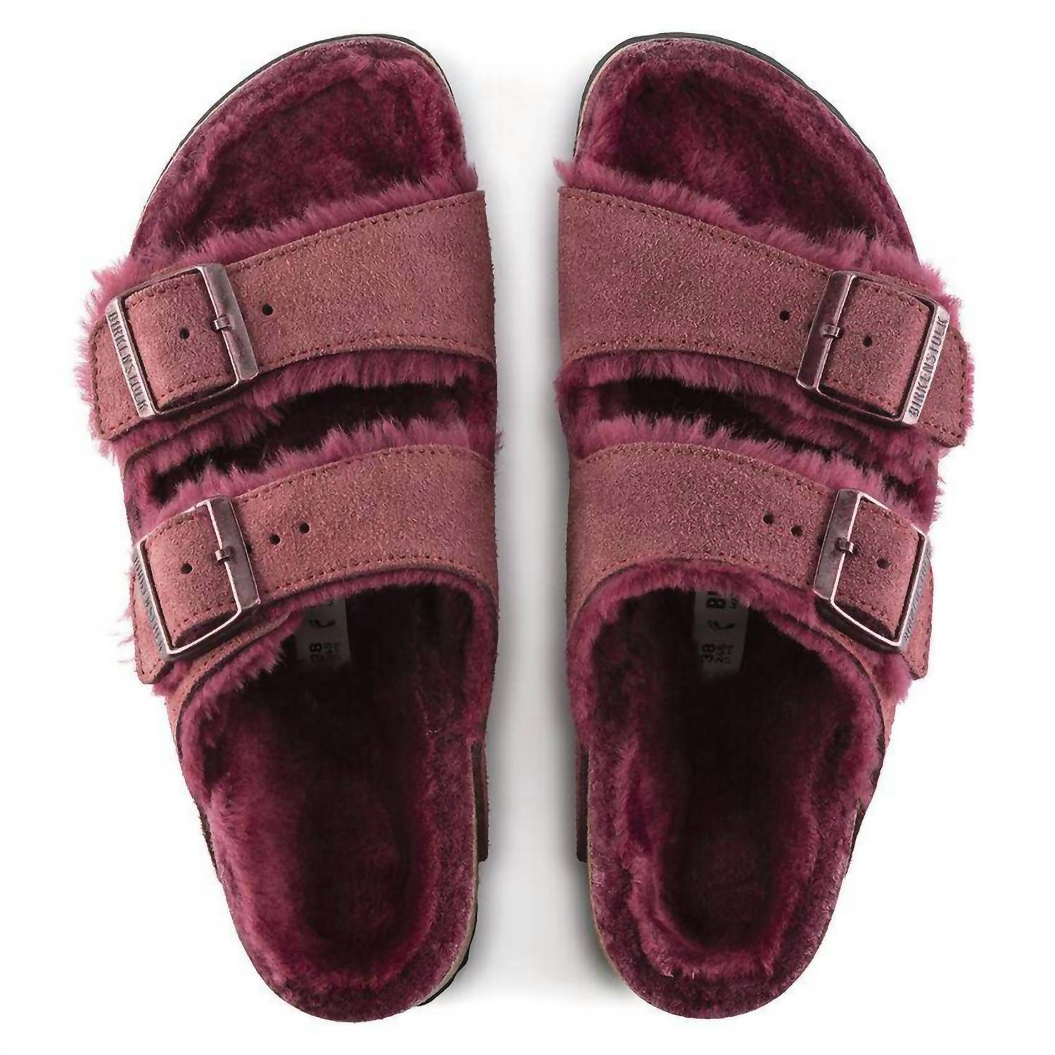 Women's Arizona Fur Shearling Sandal In Maroon Birkenstock — фото 3