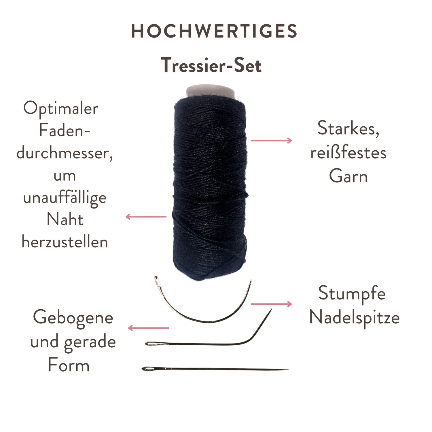 Накладные волосы nadel und faden im set für die extension weaving methode Hair2Heart, schwarz, количество 1 шт. — фото 4