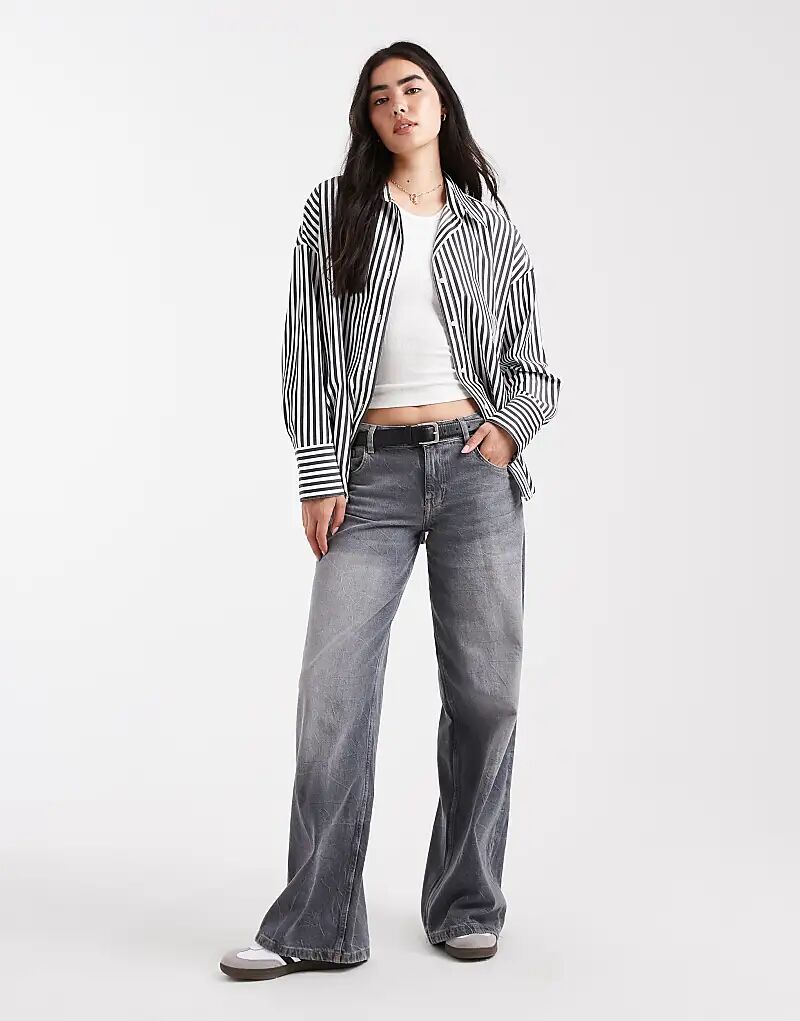 

ONLY свободная рубашка в черно-белую полоску