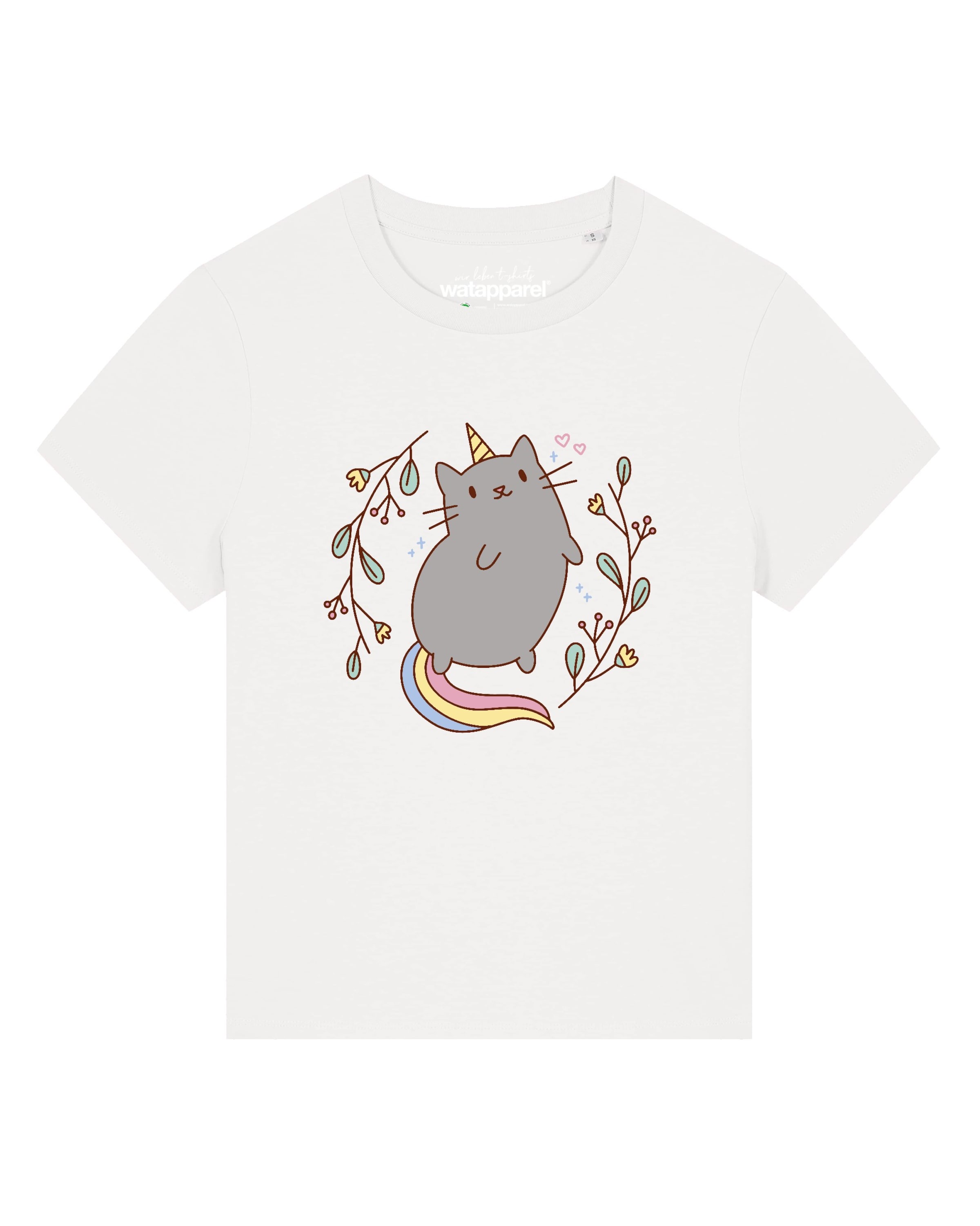 

Watapparel Футболка 'Unicorn Cat' в белом цвете