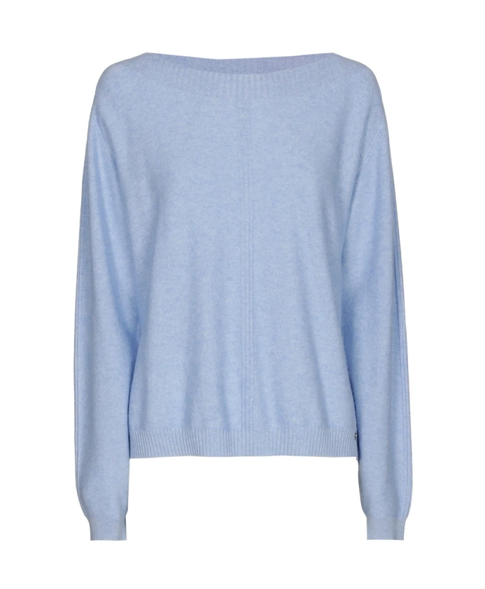 

Роскошный шерстяной кашемировый свитер с вырезом-лодочкой Marie Mãro, синий