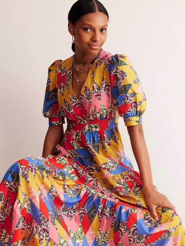 

Платье Boden Bella Geometric Puff Sleeve Maxi, разноцветный