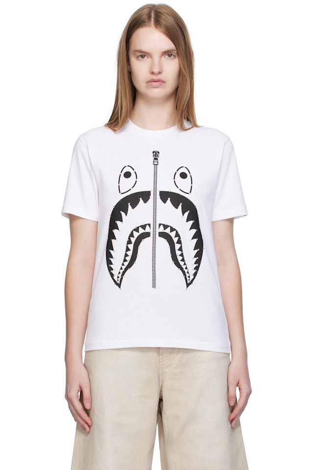 

Футболка с изображением акулы из кристаллического камня Bape, белый