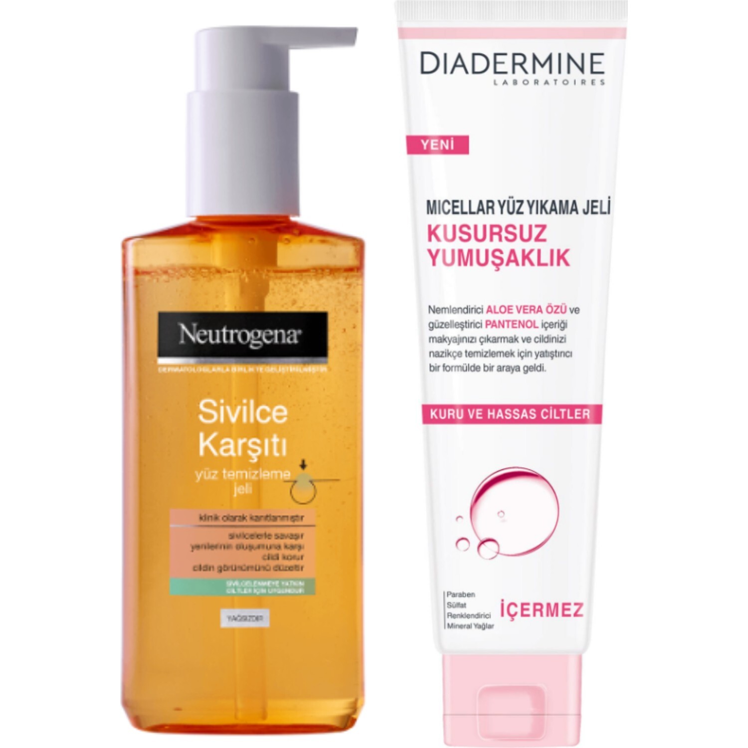 

Очищающий гель для лица Neutrogena, 200 мл + Мицеллярный гель для умывания Neutrogena Diadermine Perfect Softness, 150 мл
