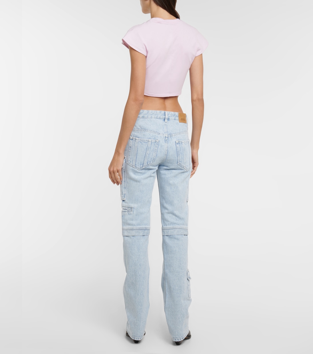 Укороченный топ из хлопкового джерси Zineae Isabel Marant, Light Pink — фото 3