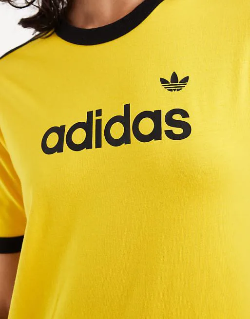Желто-черная футболка с логотипом adidas Originals — фото 3