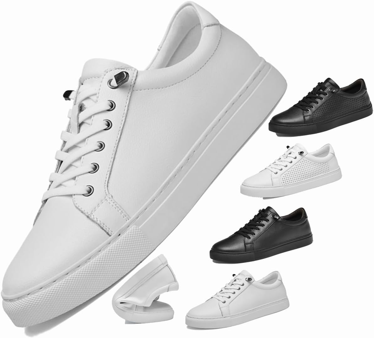 

Мужские кроссовки - стильные кожаные туфли с скрытой стелькой, дышащие, легкие, противоскользящие для работы, прогулок и вождения Generic, белый