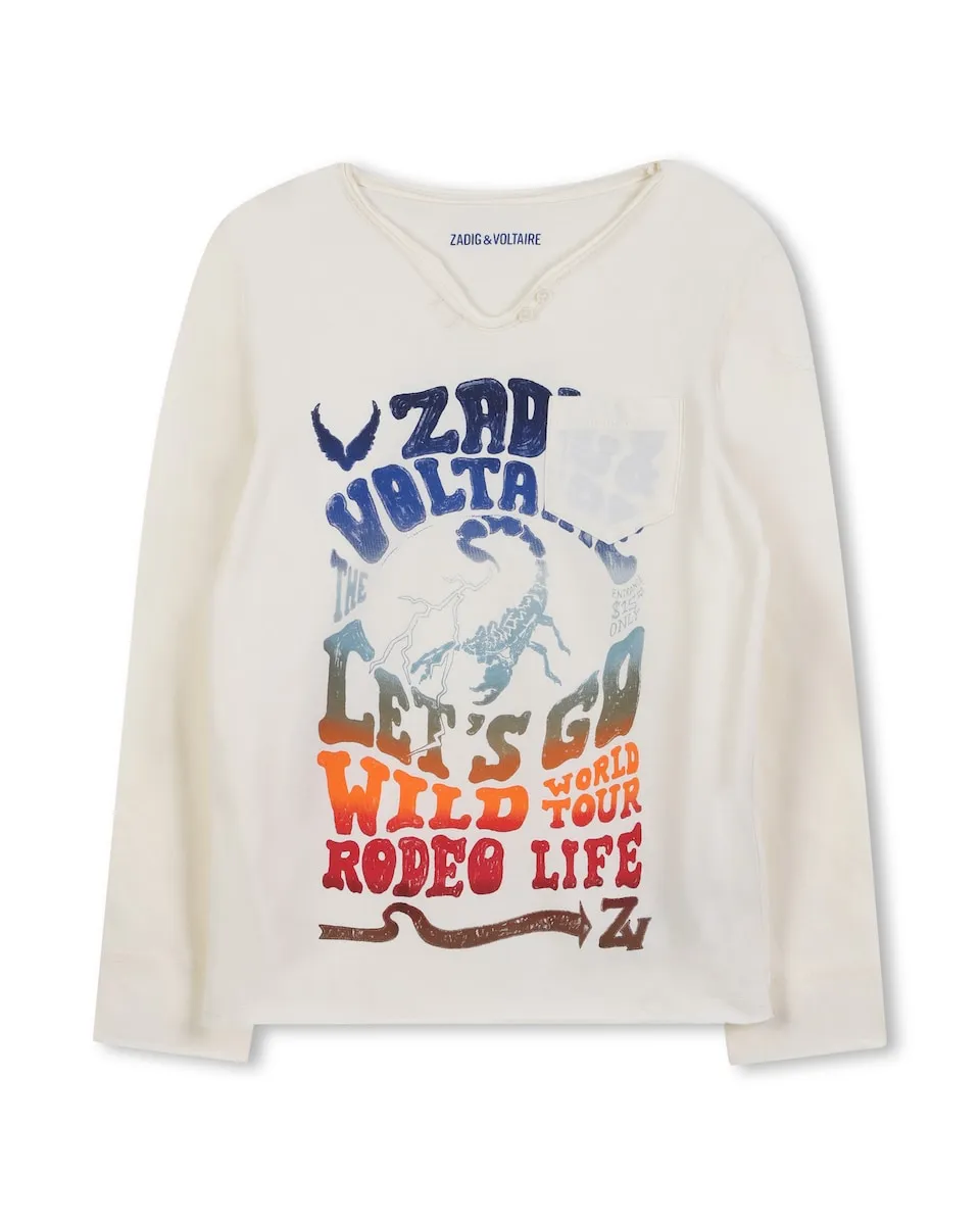 

Детская футболка естественного цвета из хлопка Zadig & Voltaire