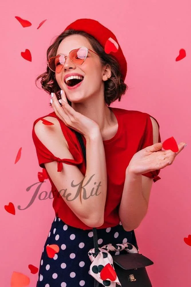 

Женские поляризованные солнцезащитные очки JOVAKIT в форме сердца, модный стиль, металлическая оправа, линзы с защитой от УФ-излучения UV400, C7 All Pink/Clear Pink