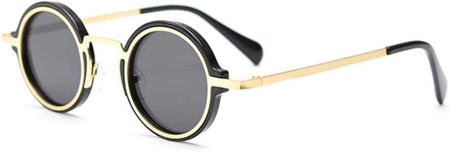 

Поляризованные солнцезащитные очки в стиле ретро для женщин, панк-стиль, металлические круглые солнцезащитные очки, винтажные мужские очки с леопардовым принтом, зеленые, UV400 VFDHN, Black Gold Frame