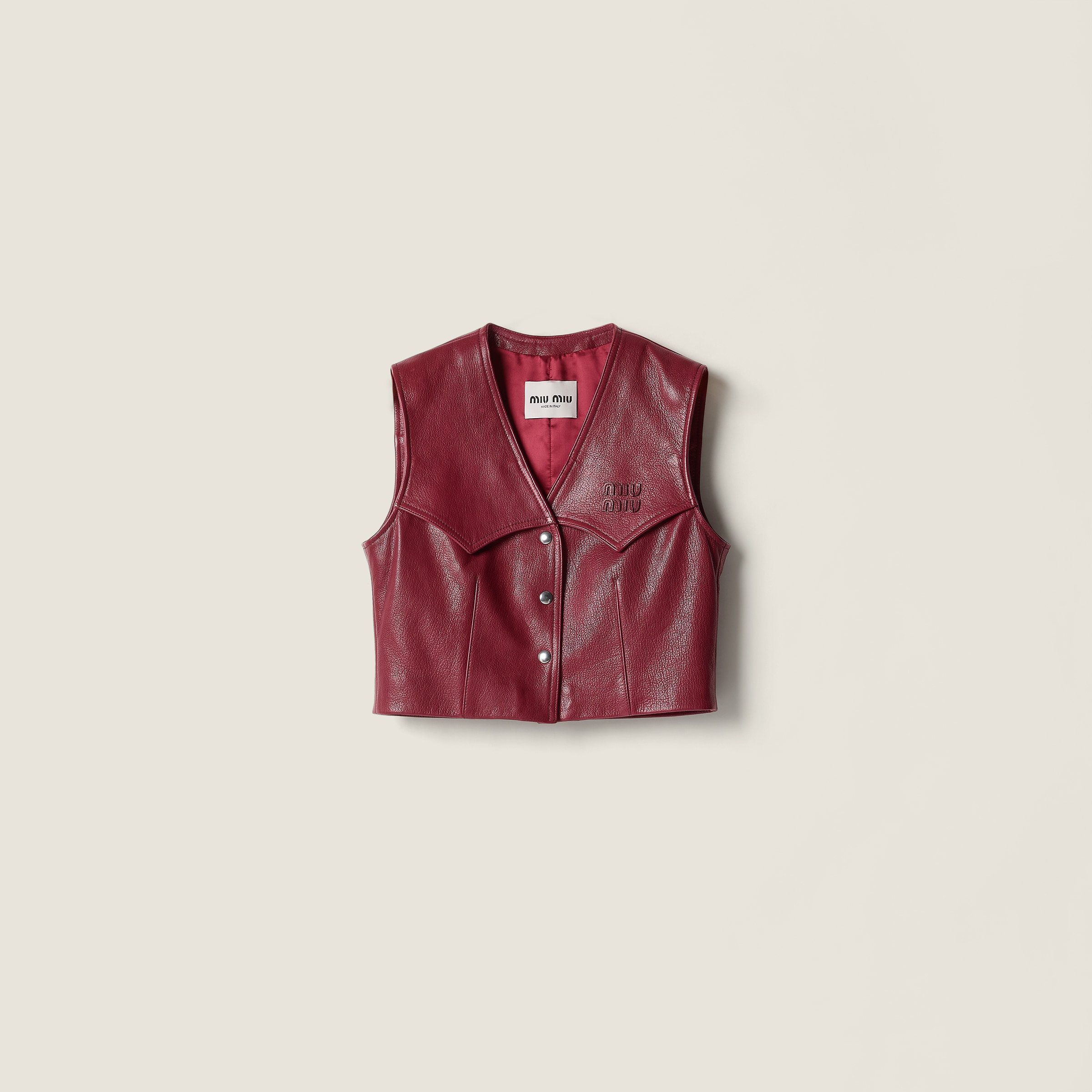 

Кожаный жилет MIU MIU, бордовый