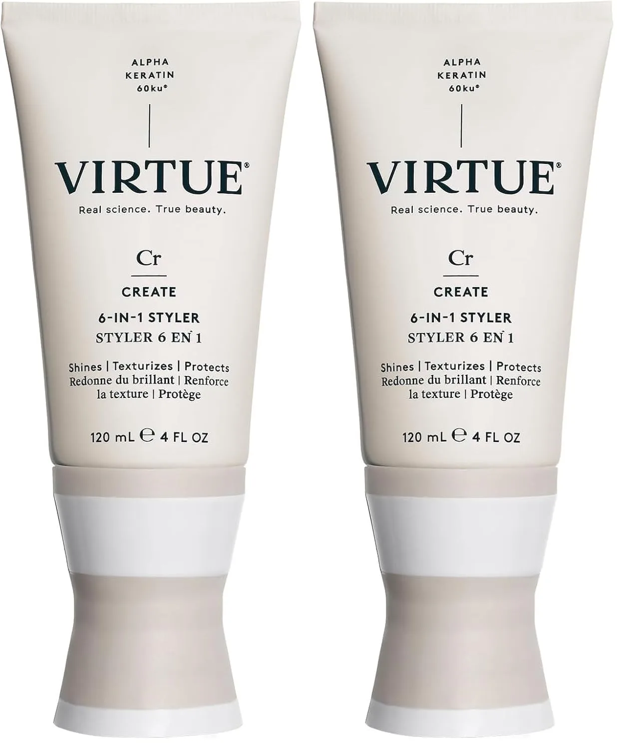Стайлер для волос Virtue 6-в-1, крем для укладки с термозащитой, подходит для всех типов волос, безопасен для окрашенных волос. 118 мл (2 шт.), orange